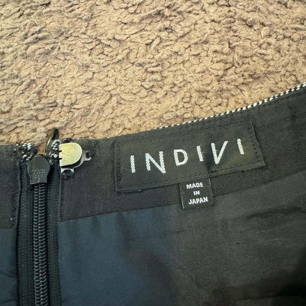 2 FOR $20 Indivi Japanese Tweed A Line Midi Skirt Black White Gray Size M - Picture 2 of 7